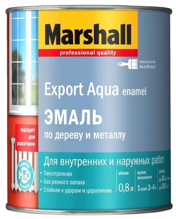Купить глянцевая эмаль marshall export aqua на водной основе светло-серая полуматовая 0,8 л фото №1