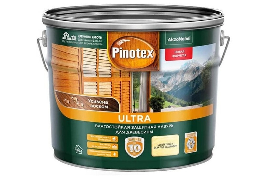 Купить лазурь влагостойкая для древесины pinotex ultra clr бесцветный 2,7 л фото №1