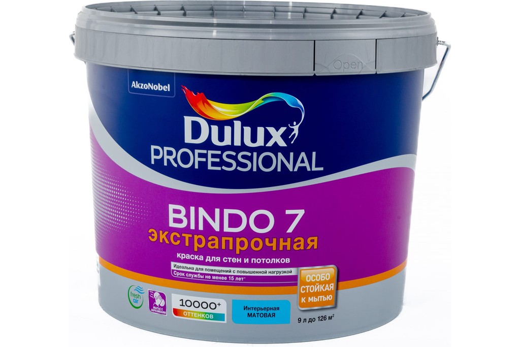 Купить краска для потолков матовая dulux professional bindo 7 баз bw 9 л фото №1