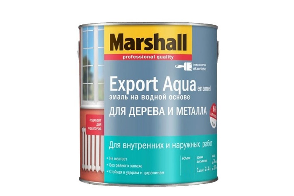 Купить глянцевая эмаль marshall export aqua на водной основе белая 0,8 л фото №1