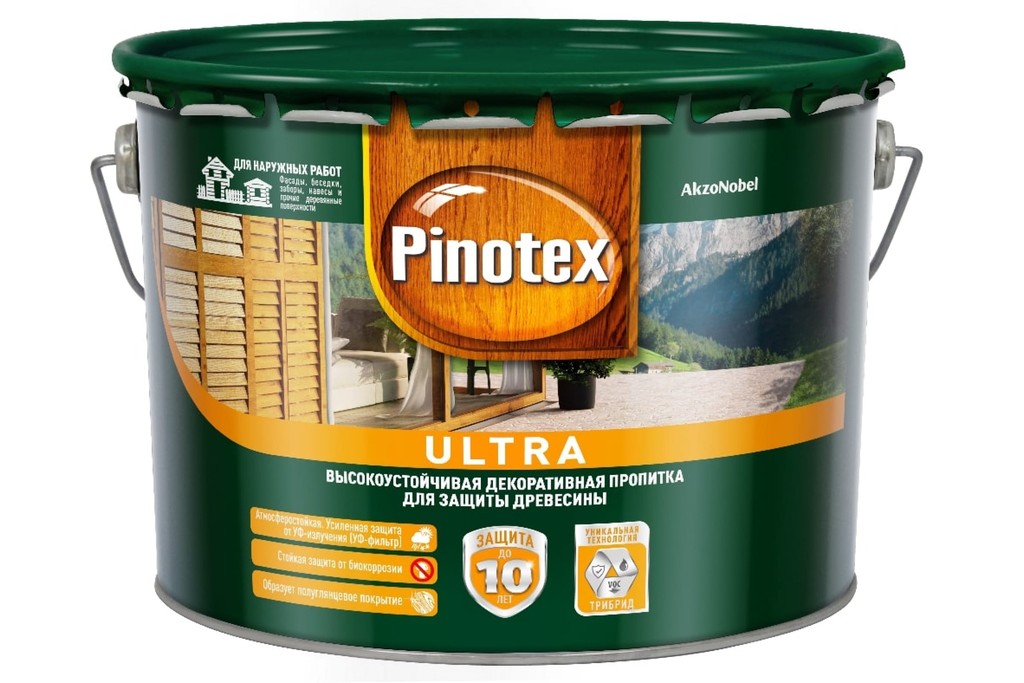 Купить лазурь влагостойкая для древесины pinotex ultra белый 2,7 л фото №1