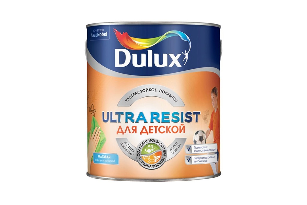 Купить краска латексная dulux ultra resist для детской матовая  баз bw 5 л фото №1