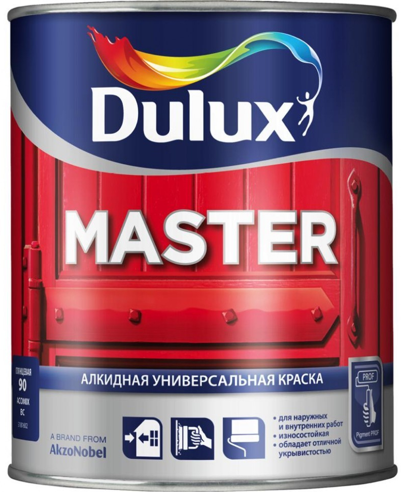 Купить краска алкидная универсальная dulux master 90 глянцевая баз bc 0.9 л фото №1