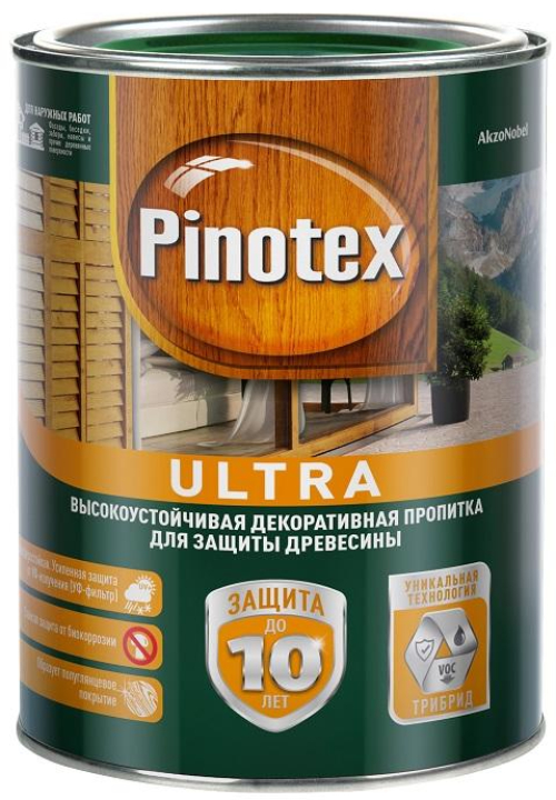 Купить лазурь влагостойкая для древесины pinotex ultra калужница 1 л фото №1