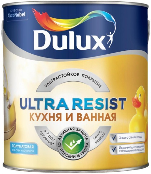 Купить латексная краска dulux ultra resist кухня и ванная матовая баз bс 2,25 л фото №1