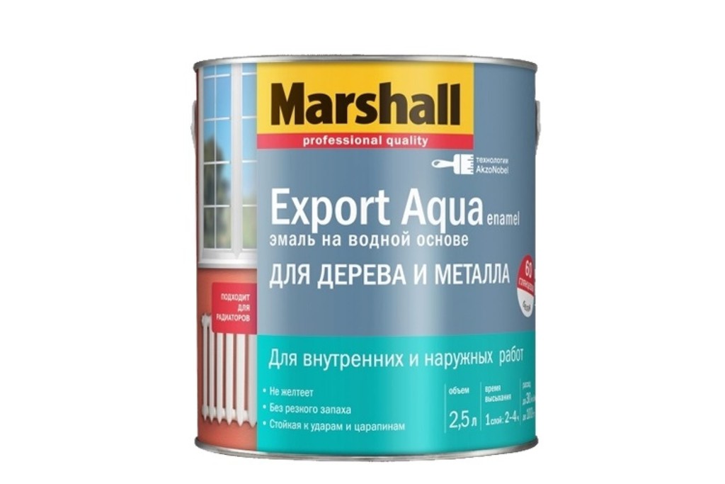 Купить глянцевая эмаль marshall export aqua на водной основе белая 2,5 л фото №1