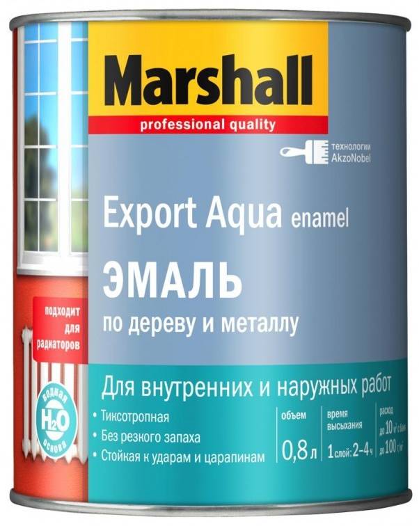 Купить глянцевая эмаль marshall export aqua на водной основе темно-коричневая полуматовая 0,8 л фото №1