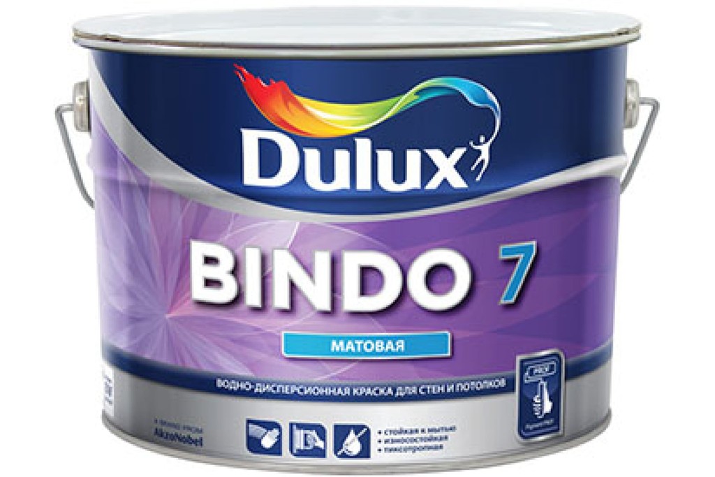 Купить краска для потолков матовая dulux professional bindo 7 баз bw 4.5 л фото №1