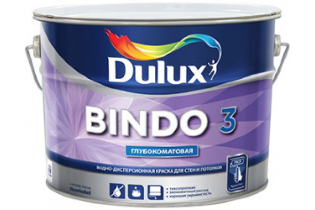 Купить краска для потолков глубокоматовая dulux professional bindo 3 белый баз bw 1 л фото №1