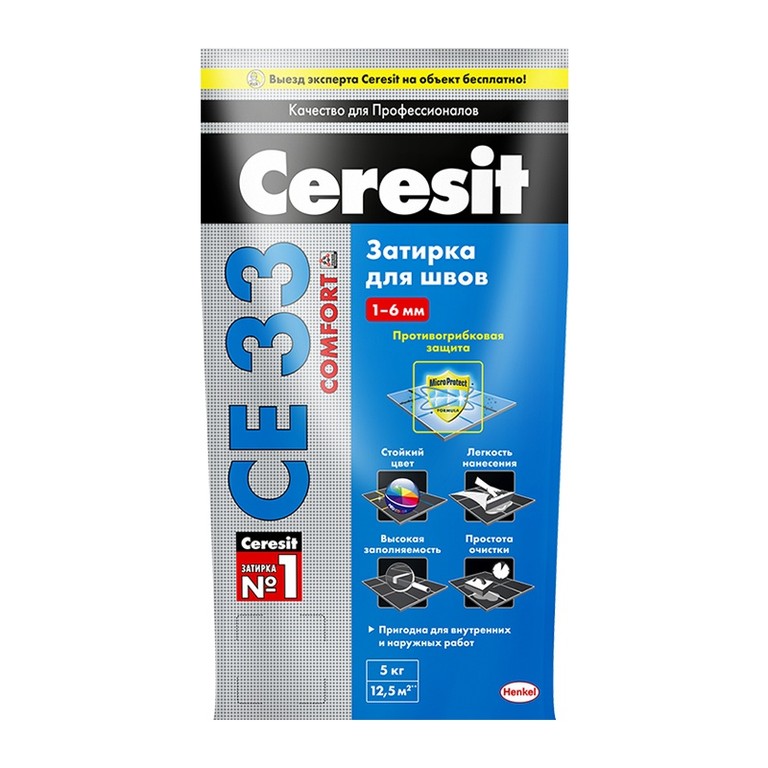 Купить затирка "ceresit ce-33" 2кг №07  серый противогрибковая для швов 2-5мм фото №1
