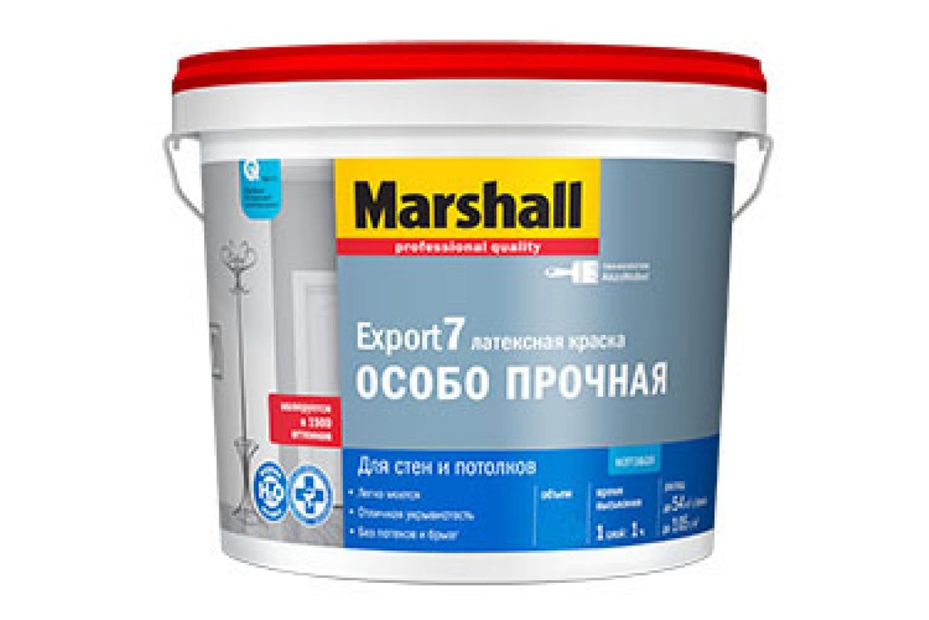 Купить краска латексная marshall export 7 матовая баз bw 2,5 л фото №1