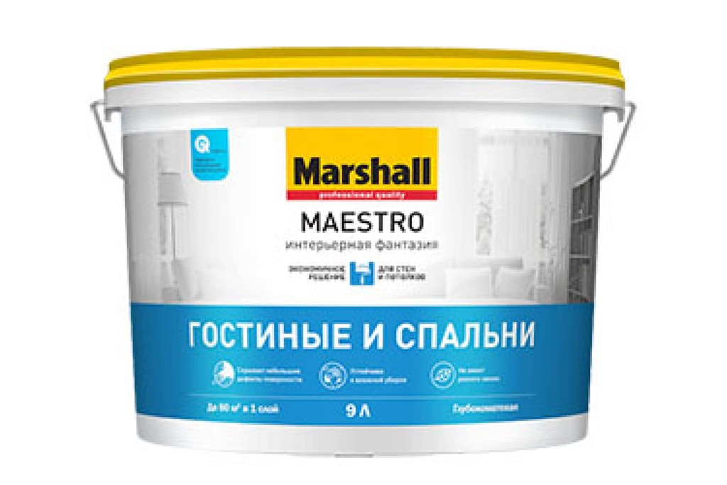 Купить краска интерьерная для потолков marshall maestro фантазия глубокоматовая баз bw 2,5 л фото №1