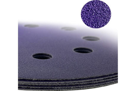 Купить Диск шлифовальный ABRAFORCE Purple Film на плёночной основе  8 отв.  125мм Р280  уп. 5 шт. фото №7