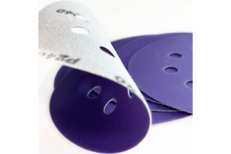 Купить Диск шлифовальный ABRAFORCE Purple Film на плёночной основе  8 отв.  125мм Р320  уп. 5 шт. фото №5