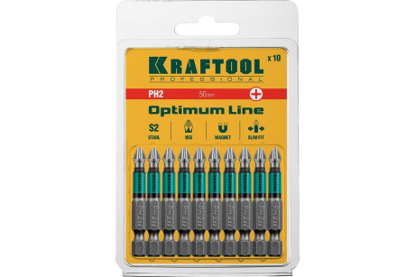 Купить Биты PH2 50мм Е1/4" Kraftool Optimum Line  10шт  26122-2-50-10 фото №4